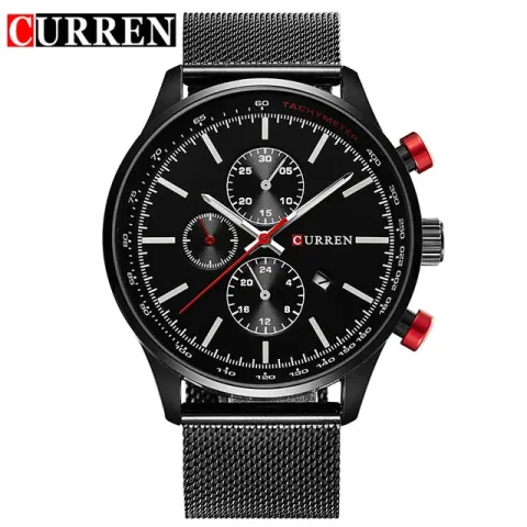 CURREN 8227 — Reloj de acero para hombre, cuarzo con fecha