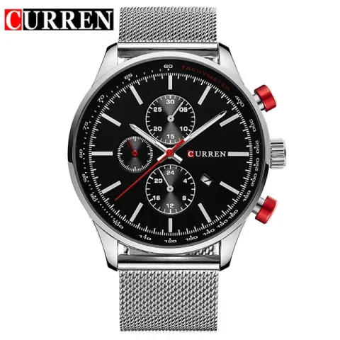 CURREN 8227 — Reloj de acero para hombre, cuarzo con fecha