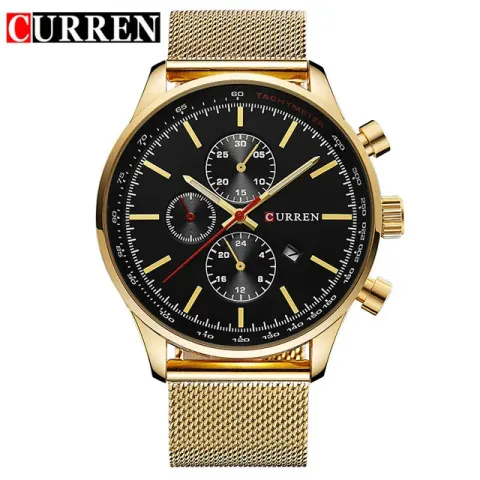 CURREN 8227 — Reloj de acero para hombre, cuarzo con fecha