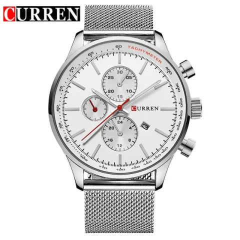 CURREN 8227 — Reloj de acero para hombre, cuarzo con fecha