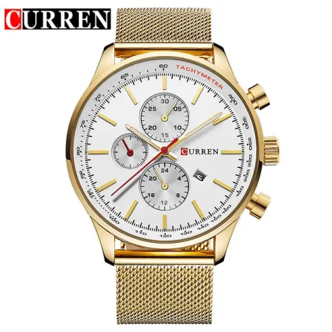 CURREN 8227 — Reloj de acero para hombre, cuarzo con fecha
