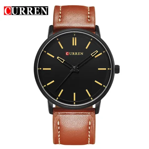 CURREN 8233 — Reloj de hombre en cuero, caja 42 mm con calendario