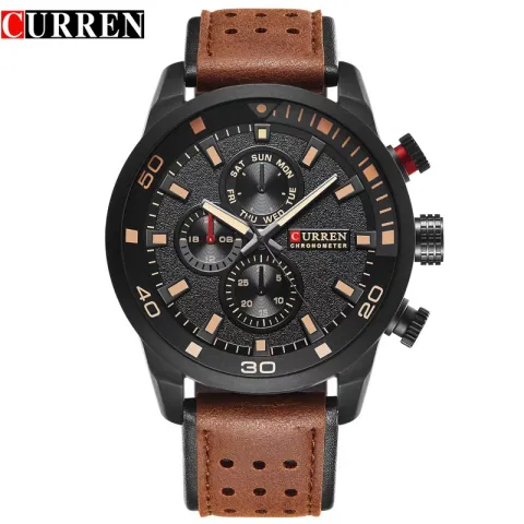 Curren 8250: reloj de hombre en cuero, caja de 48 mm