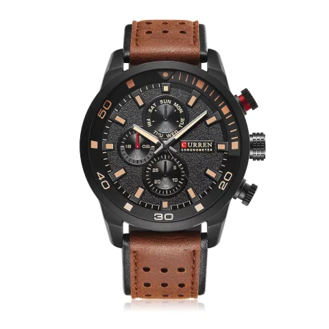 Curren 8250: reloj de hombre en cuero, caja de 48 mm