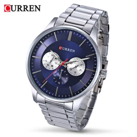 Reloj CURREN 8282 para hombre — acero inoxidable, esfera grande de 44 mm y cuarzo