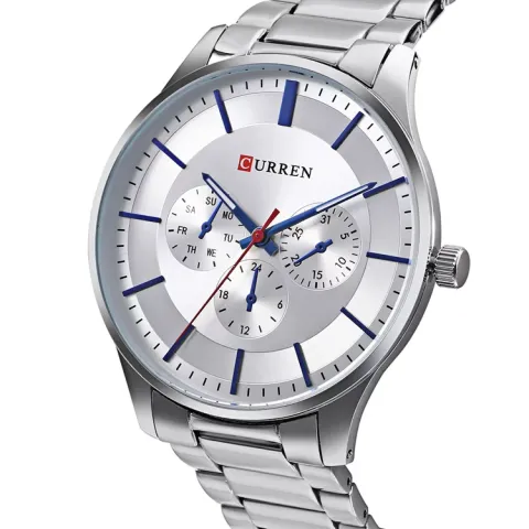 Reloj CURREN 8282 para hombre — acero inoxidable, esfera grande de 44 mm y cuarzo