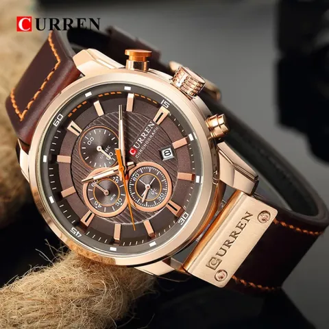 CURREN 8291 — Cronógrafo casual con correa de cuero