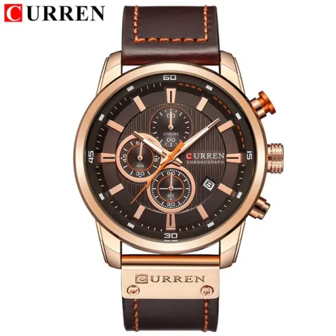 CURREN 8291 — Cronógrafo casual con correa de cuero