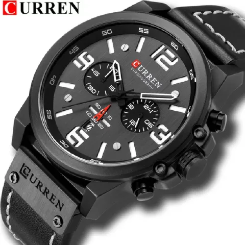 CURREN 8314 — Deportivo de cuero, esfera grande