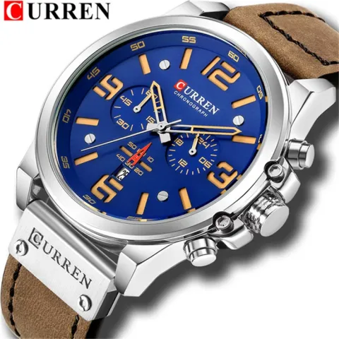 CURREN 8314 — Deportivo de cuero, esfera grande