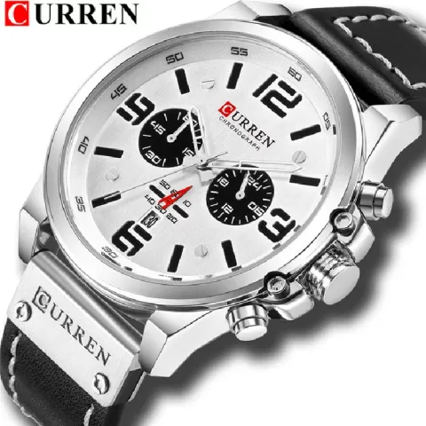 CURREN 8314 — Deportivo de cuero, esfera grande