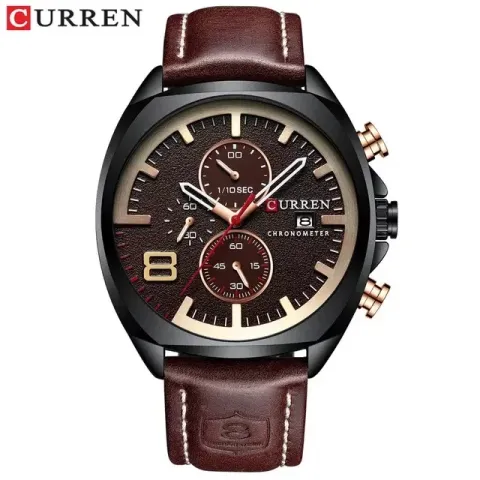 CURREN 8324: cronógrafo de 47 mm con correa de cuero