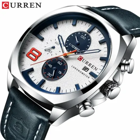 CURREN 8324: cronógrafo de 47 mm con correa de cuero