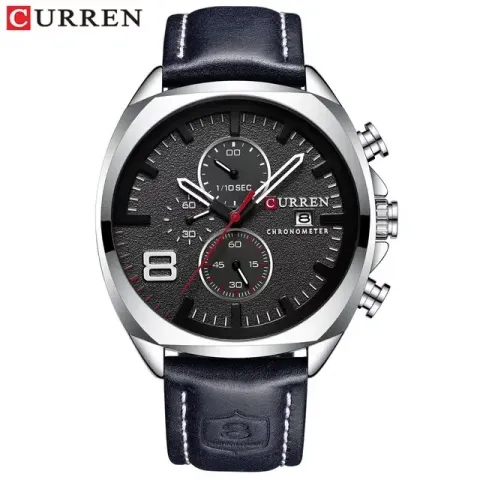 CURREN 8324: cronógrafo de 47 mm con correa de cuero