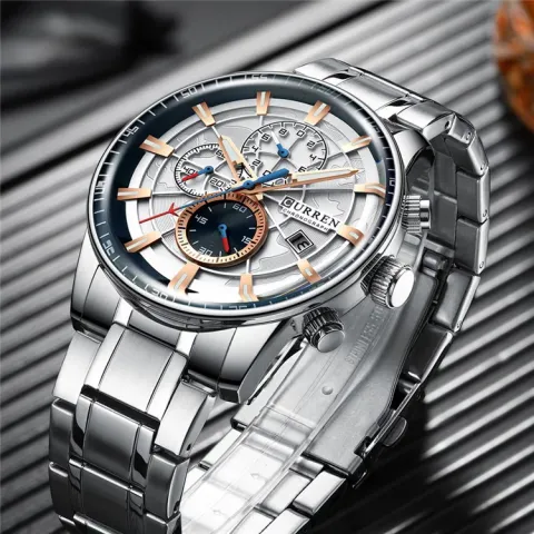 Reloj CURREN 8362 — cronógrafo de acero para hombre