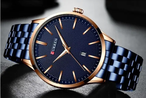 CURREN 8364 — Reloj formal de 45 mm con fechador y pulso de acero
