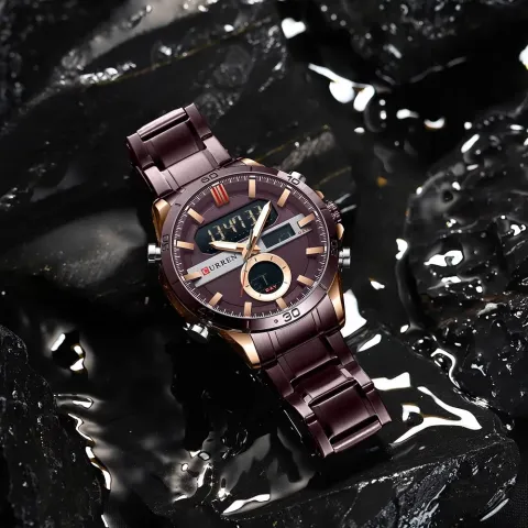 CURREN 8384: análogo y digital en 48 mm, con cronómetro y luz