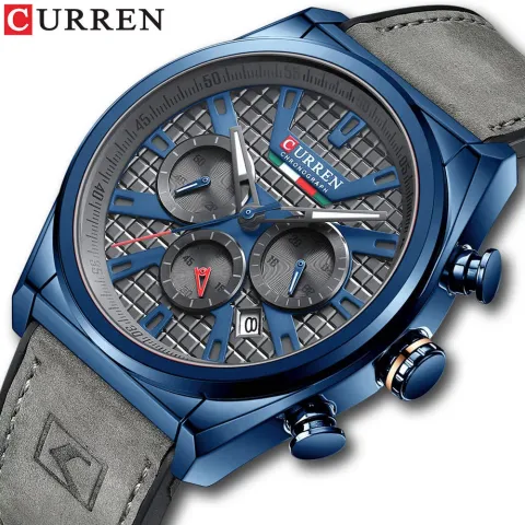 CURREN 8392 — Cronógrafo de 46 mm en cuero