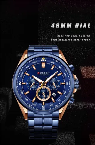 CURREN 8399 — Cronógrafo con pulso de acero PVD