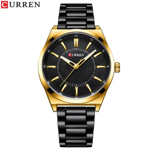 CURREN 8407 — Reloj de acero de tres agujas, 44 mm