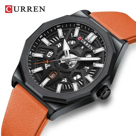 CURREN 8437 — Deportivo de 44 mm con calendario y agujas luminosas