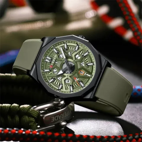 CURREN 8437 — Deportivo de 44 mm con calendario y agujas luminosas
