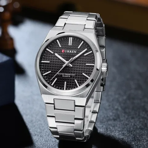 CURREN 8439 — Reloj de acero, esfera limpia