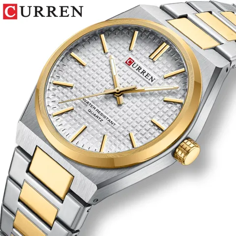 CURREN 8439 — Reloj de acero, esfera limpia