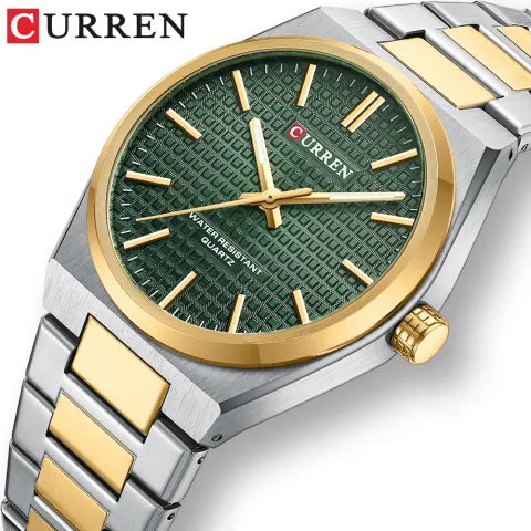 CURREN 8439 — Reloj de acero, esfera limpia