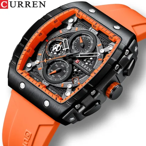 CURREN 8442 — Deportivo cuadrado con agujas luminosas