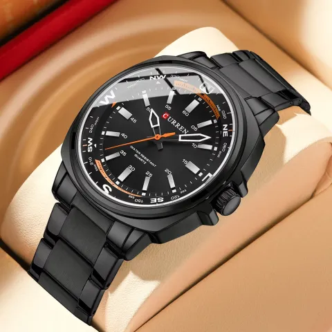 CURREN 8455 — Acero, 41 mm y agujas luminosas