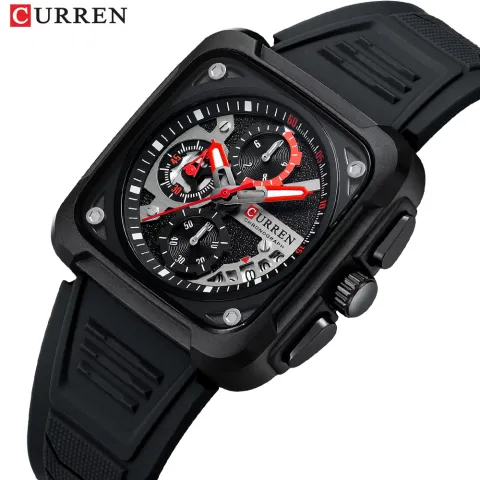 CURREN 8461 — cuadrado de 42 mm con correa de silicona