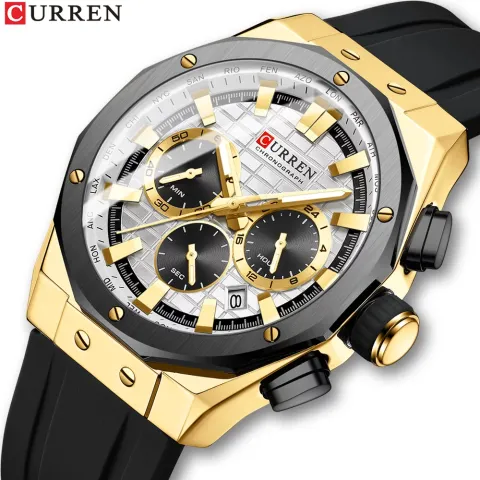 CURREN 8464 — Cronógrafo deportivo de 45 mm con correa de silicona