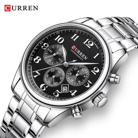 CURREN 8466 — Cronógrafo de 44 mm con pulso de acero