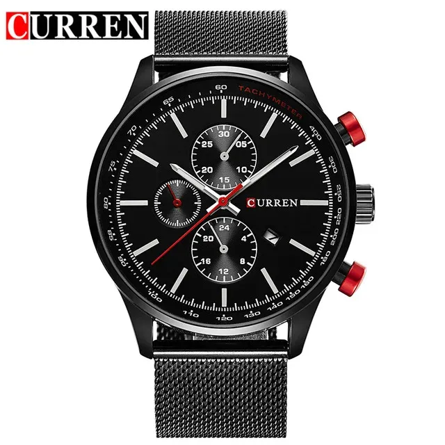 CURREN 8227 — Reloj de acero para hombre, cuarzo con fecha