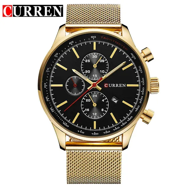 CURREN 8227 — Reloj de acero para hombre, cuarzo con fecha