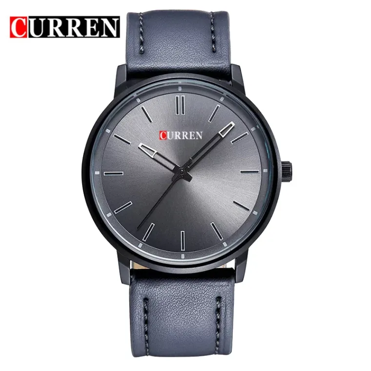 CURREN 8233 — Reloj de hombre en cuero, caja 42 mm con calendario