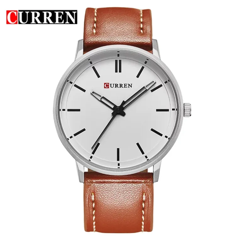 CURREN 8233 — Reloj de hombre en cuero, caja 42 mm con calendario