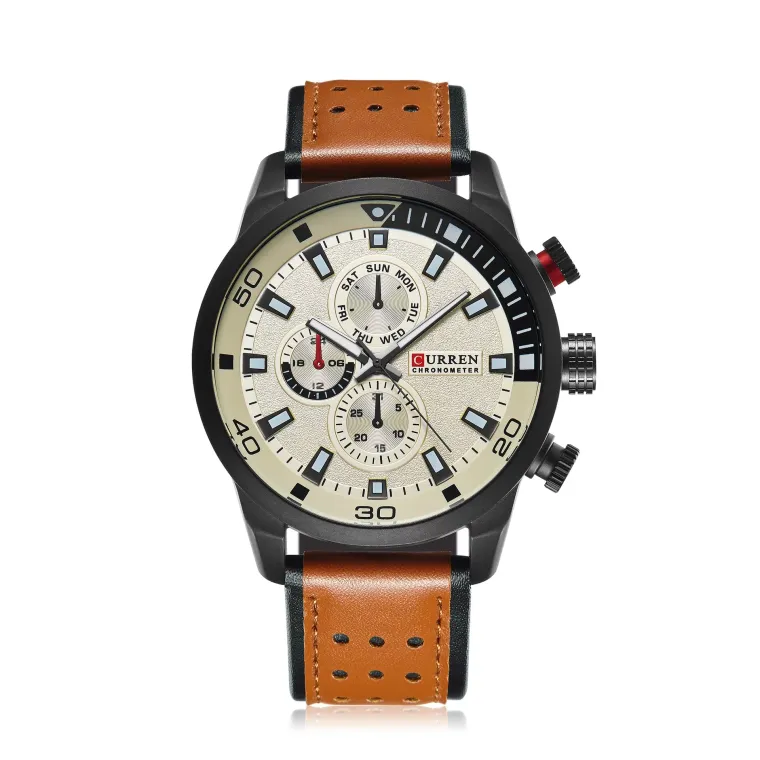Curren 8250: reloj de hombre en cuero, caja de 48 mm