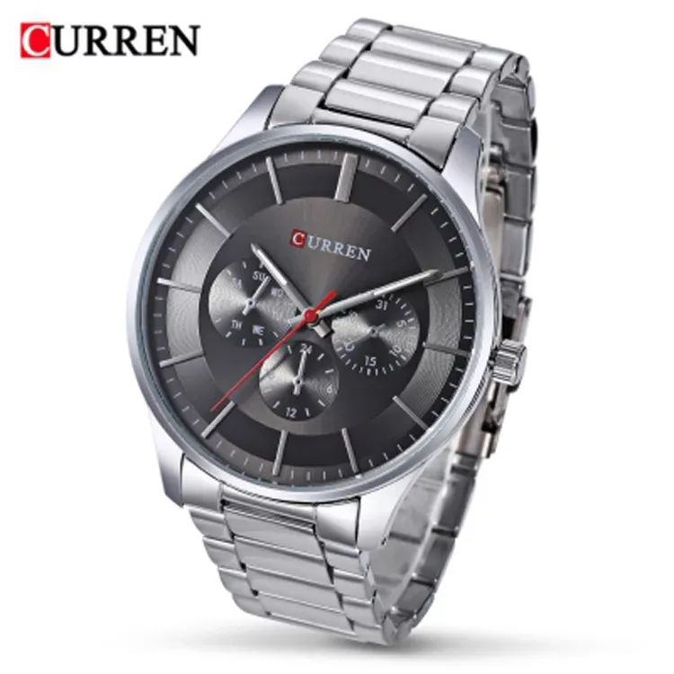 Reloj CURREN 8282 para hombre — acero inoxidable, esfera grande de 44 mm y cuarzo