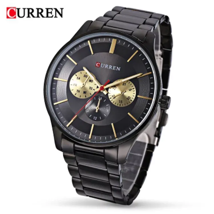 Reloj CURREN 8282 para hombre — acero inoxidable, esfera grande de 44 mm y cuarzo