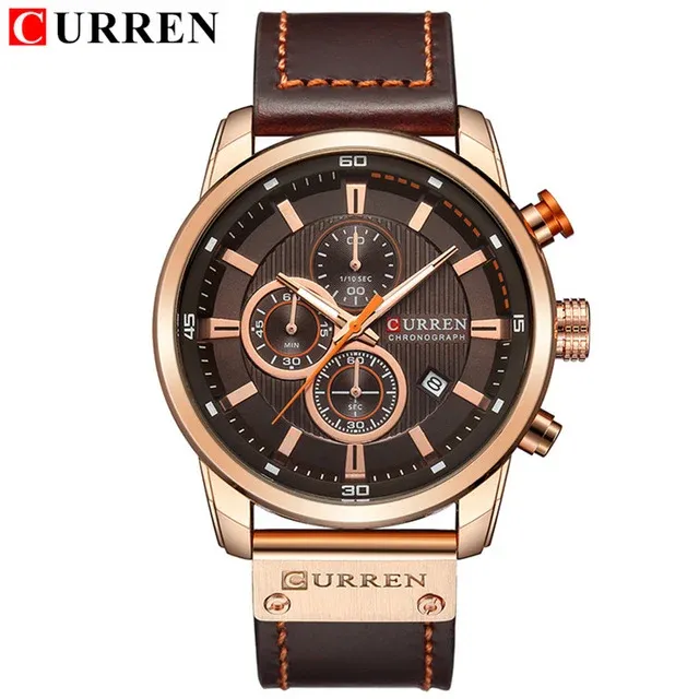 CURREN 8291 — Cronógrafo casual con correa de cuero