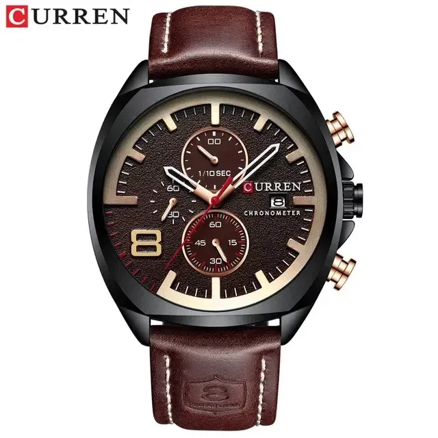 CURREN 8324: cronógrafo de 47 mm con correa de cuero