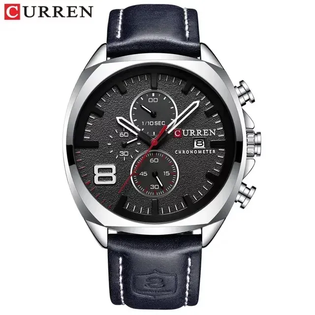CURREN 8324: cronógrafo de 47 mm con correa de cuero