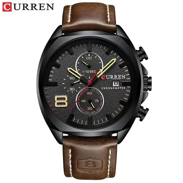 CURREN 8324: cronógrafo de 47 mm con correa de cuero