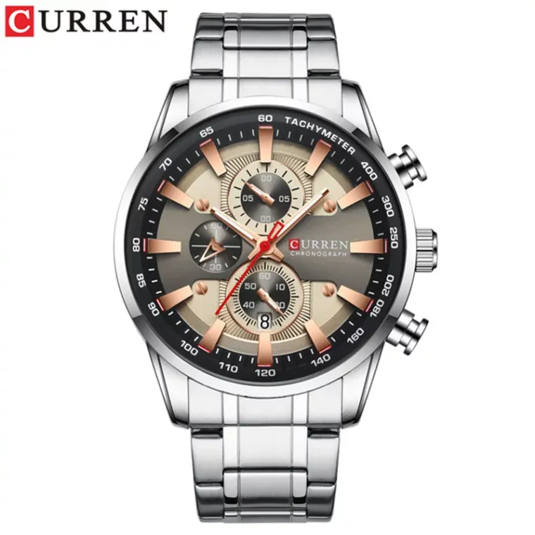 CURREN 8351 — cronógrafo de acero para hombre
