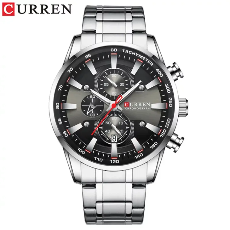 CURREN 8351 — cronógrafo de acero para hombre