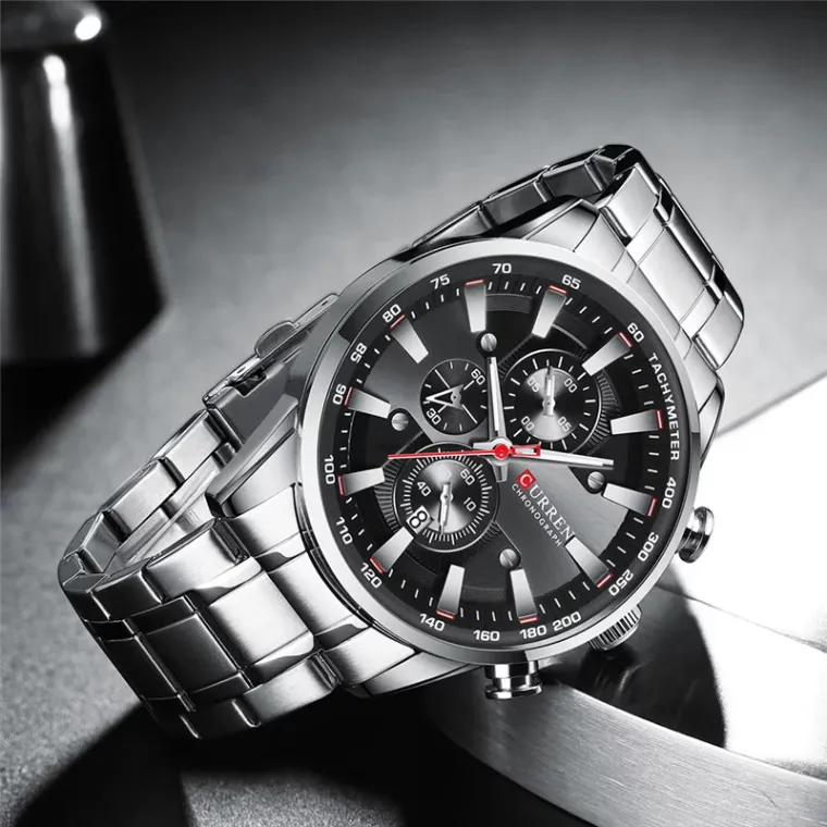 CURREN 8351 — cronógrafo de acero para hombre