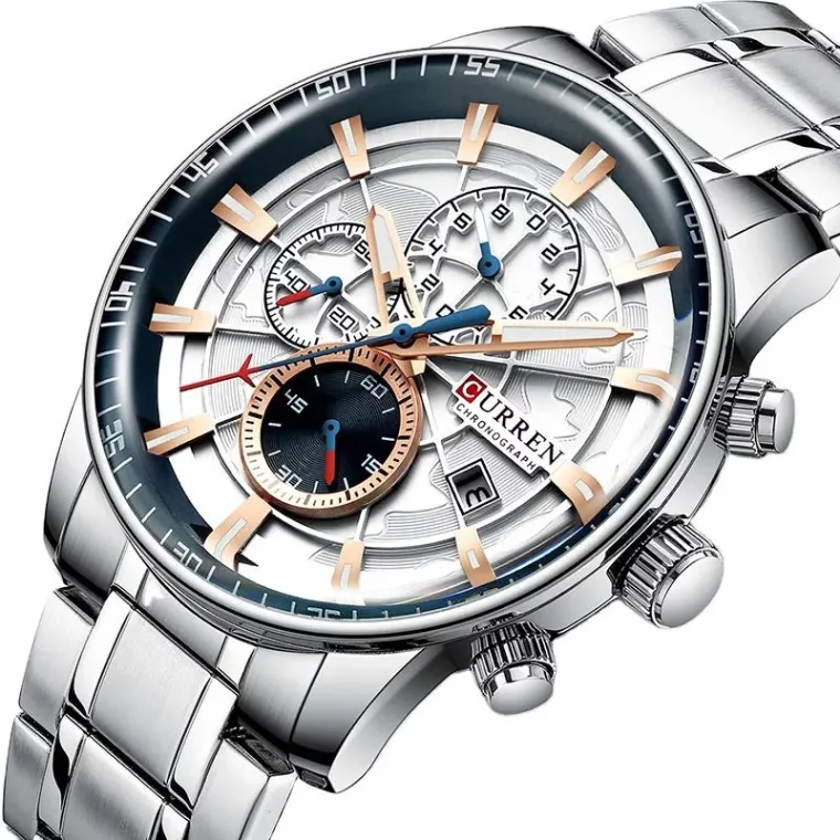 Reloj CURREN 8362 — cronógrafo de acero para hombre