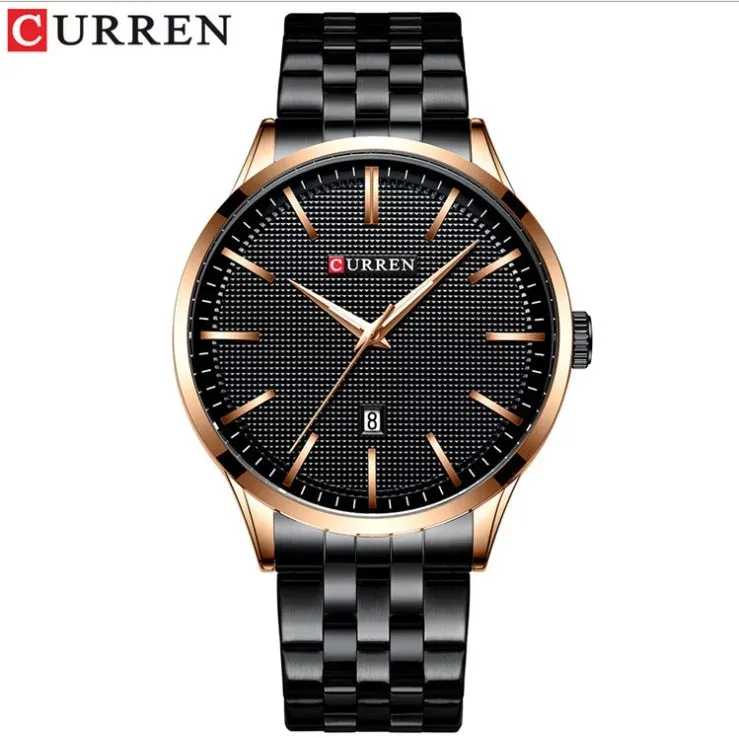 CURREN 8364 — Reloj formal de 45 mm con fechador y pulso de acero